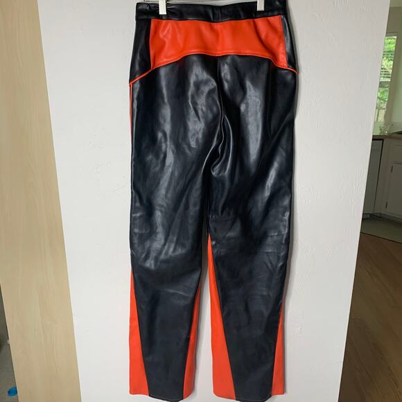 I.AM.GIA Faux Leather Moto Pants Orange Black Size M - Picture 2 of 16